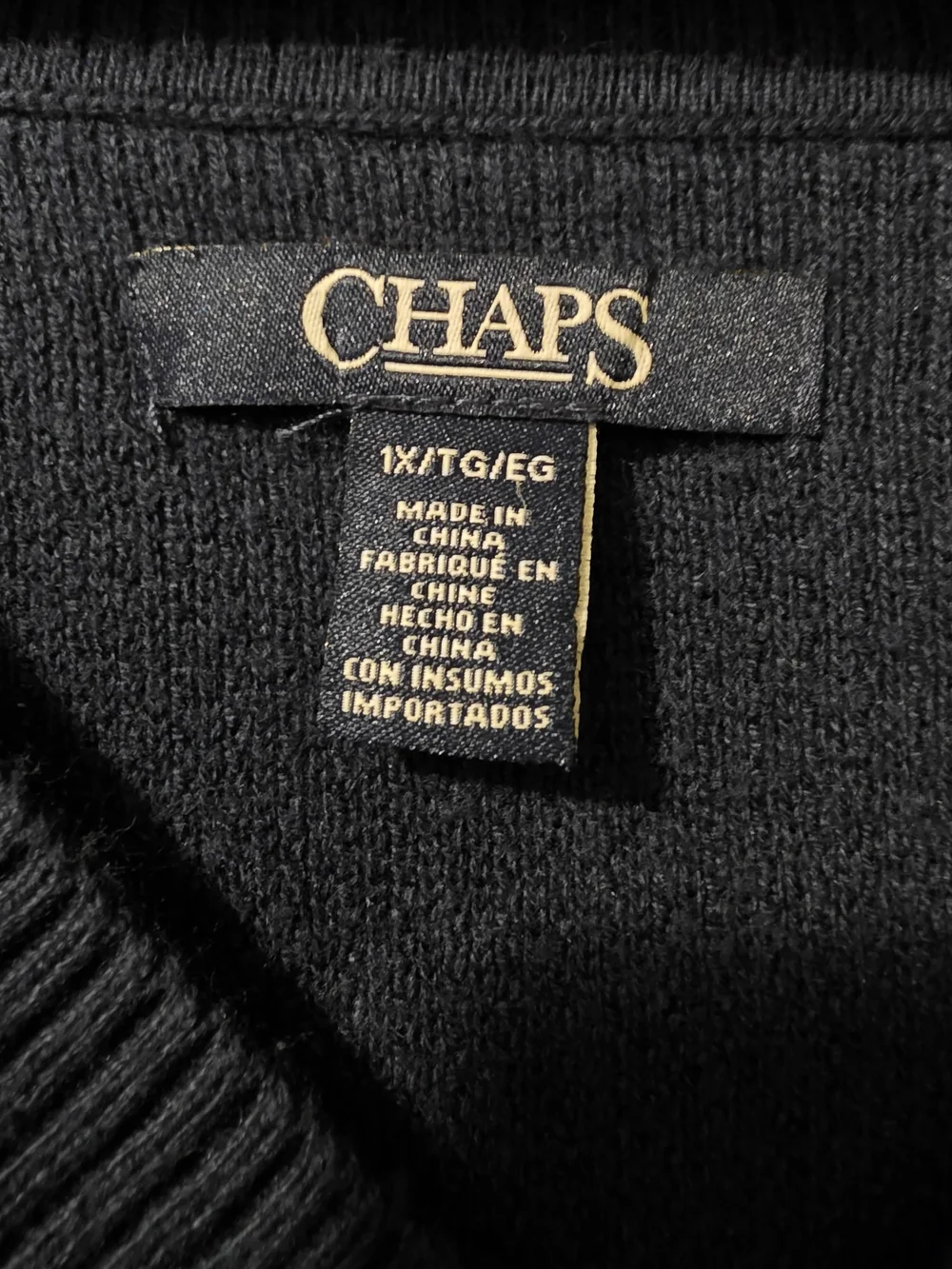 Champs Navy V-Neck Sweater with Red and White Trim 1x